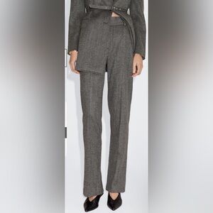 Massimo Dutti Charcoal wool Women's Trousers